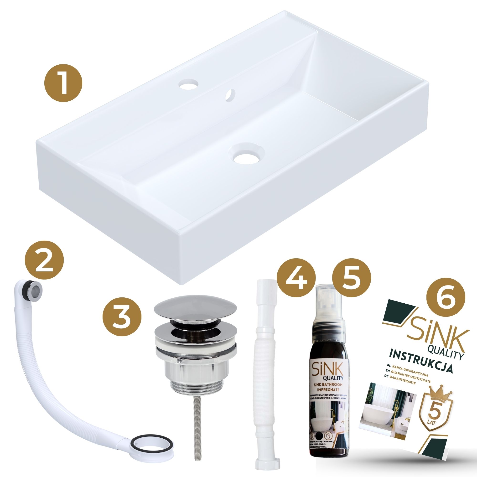 Umywalka NADIA 60 z elementami dołączonymi do zestawu